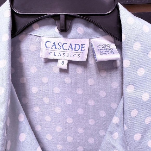 Cascade Classics Light Blue White Polka Dot Button-Up Blouse – Size 8 – NWT - Picture 2 of 3